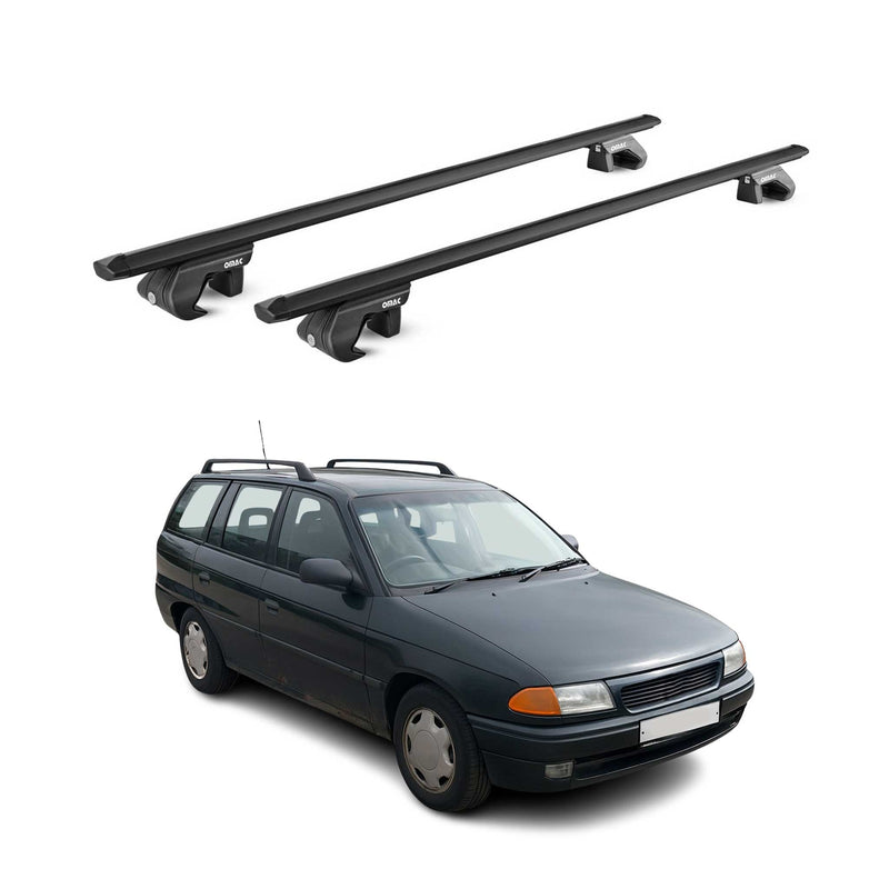 Barres de toit transversales pour Opel Astra F G Break 1991-04 Alu Noir 2x ABE