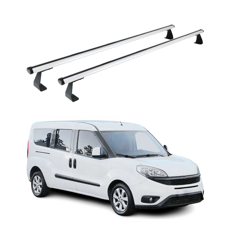 Barres de toit transversales pour Fiat Doblo 2010-2021 Alu Argent 2x