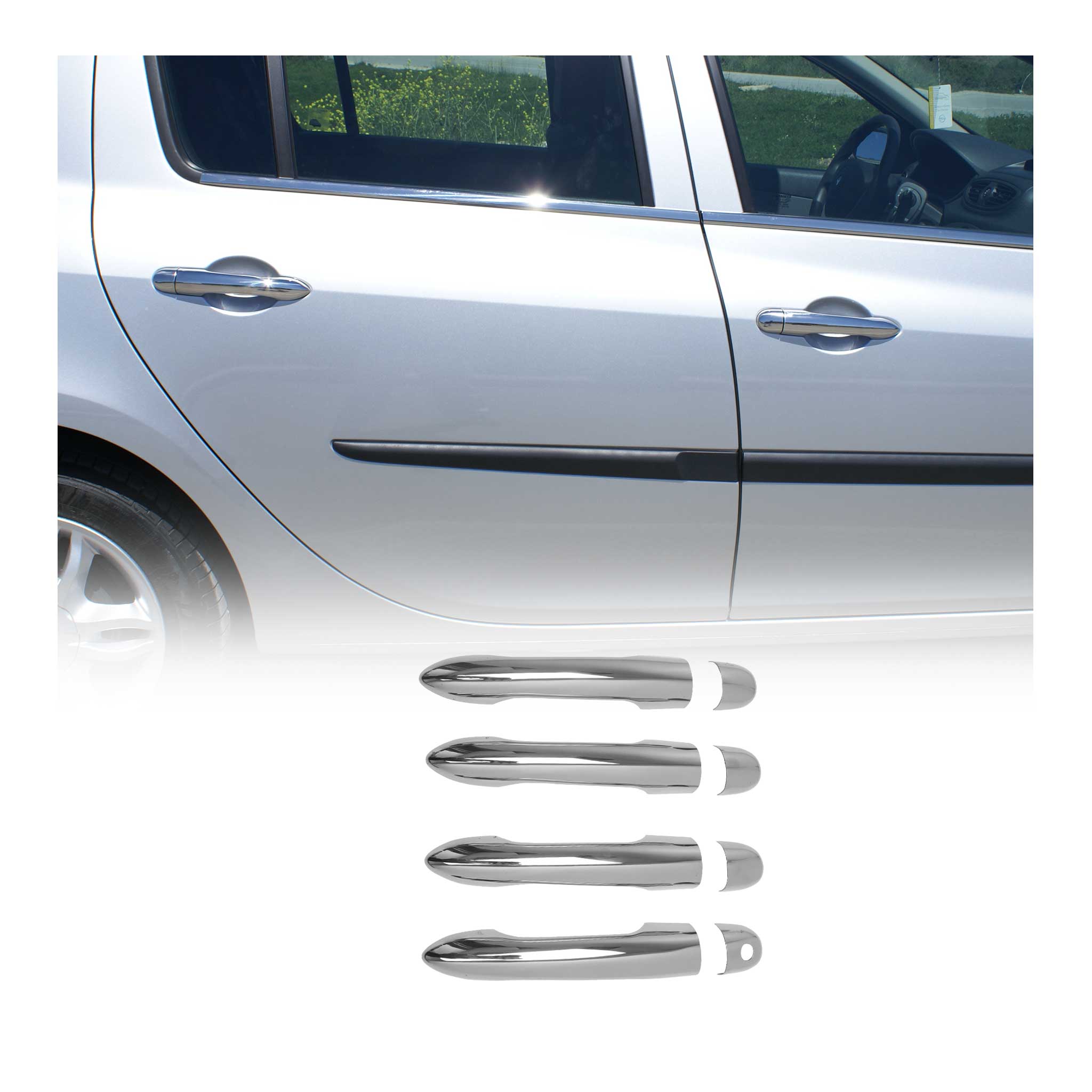 Couverture de poignée de porte pour Renault Clio 2005-2012 Break en Acier Inox