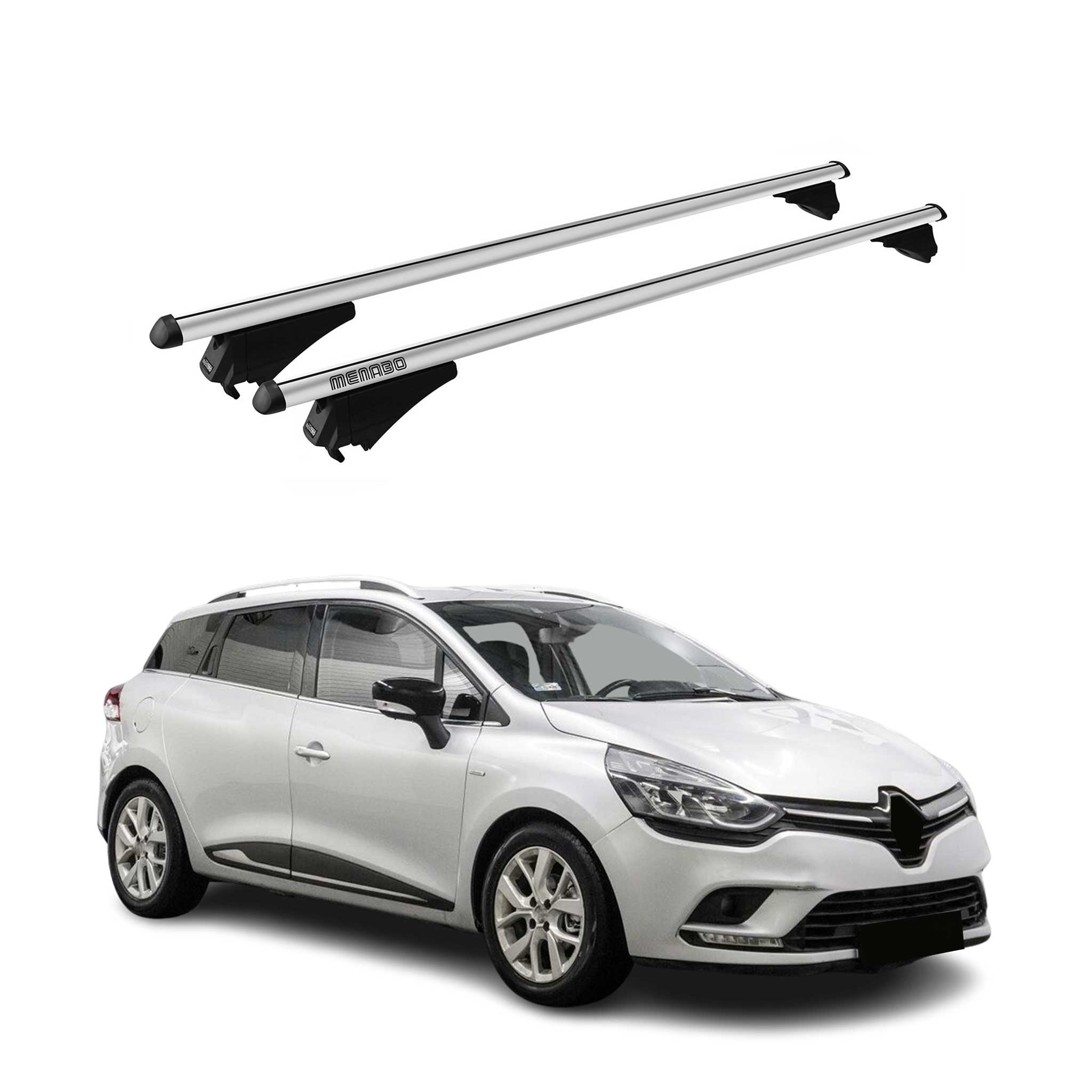 Tiger Barres De Toit Transversales pour Renault Clio Grand Tourer 2013-2019 Gris