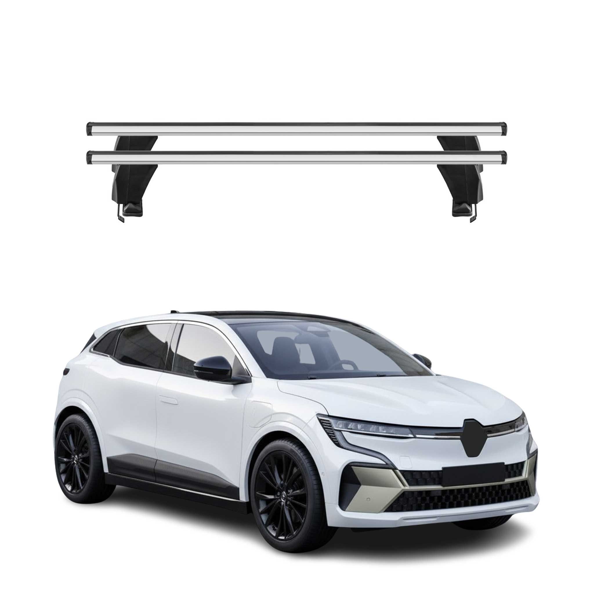 Barres de toit transversales pour Renault Megane E-Tech 2022-2026 Alu Gris 2x