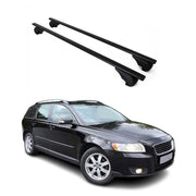 Barres de toit Transversales pour Volvo V50 2004-2012 Fer Noir