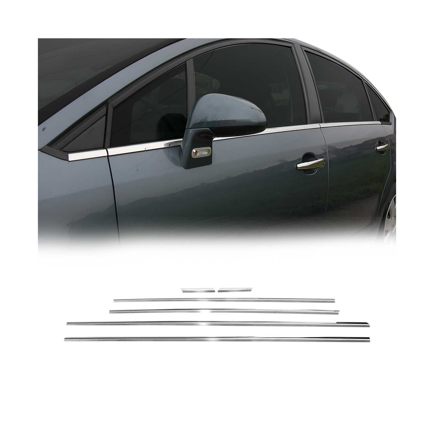 Garniture de Fenêtre pour Citroen C5 Berline 2008-2017 Acier Inox 6Pcs