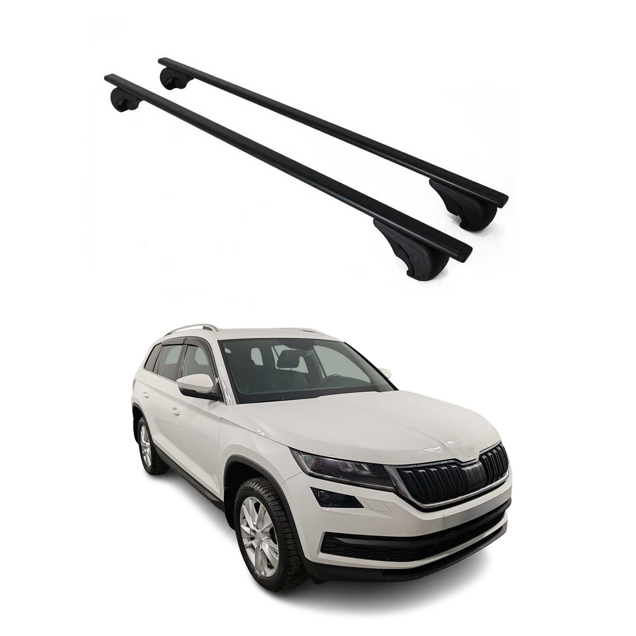 Barres de toit Transversales pour Skoda Kodiaq 2016-2024 Fer Noir