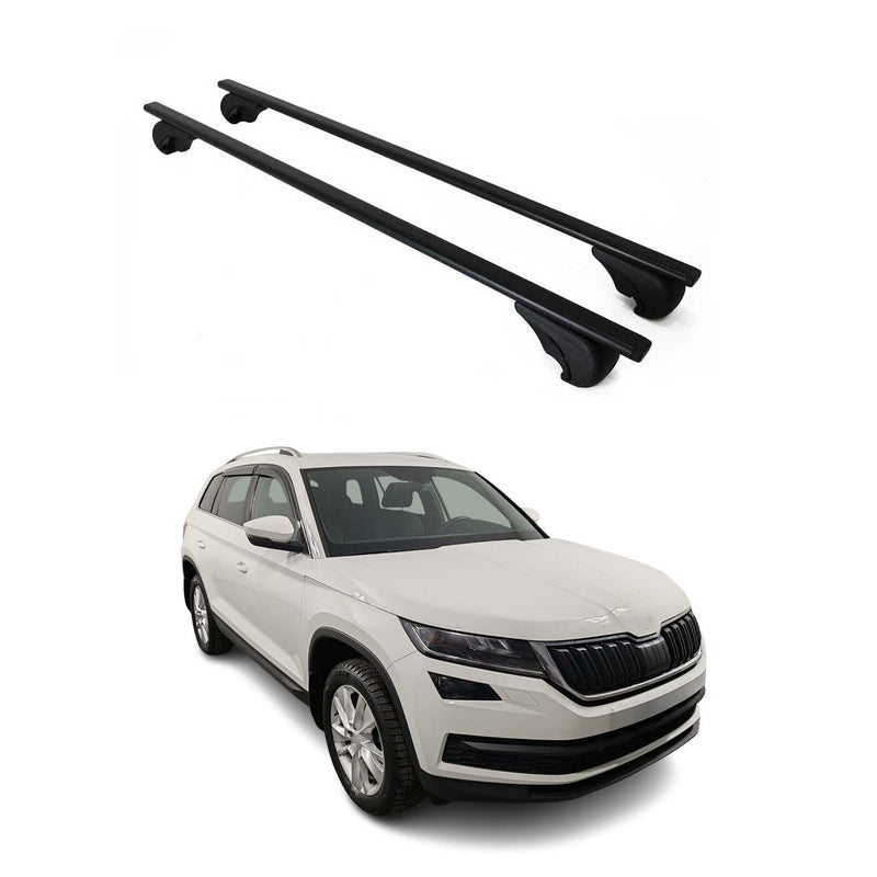 Barres de toit Transversales pour Skoda Kodiaq 2016-2024 Fer Noir