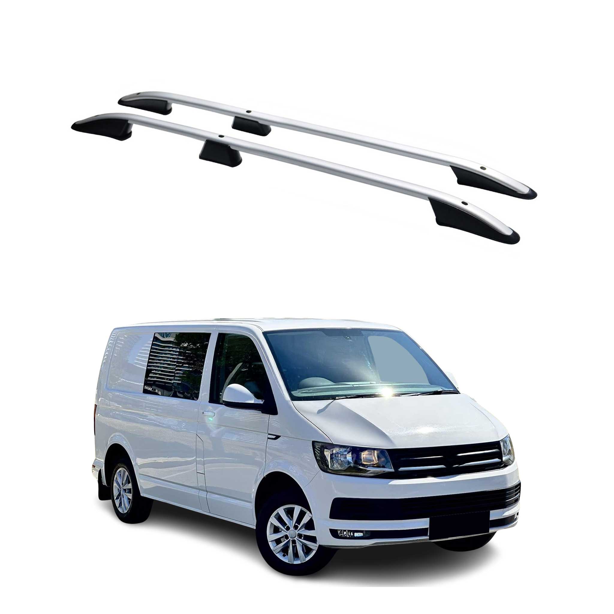 Barres de toit longitudinales pour VW T5 T6 Transporter tout 2003-2024 L1 Argent