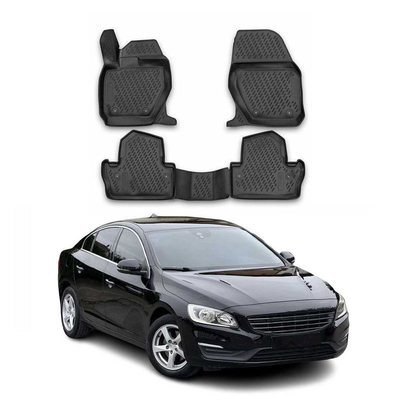OMAC Tapis de sol pour Volvo S60 V60 2010-2018 en caoutchouc Noir