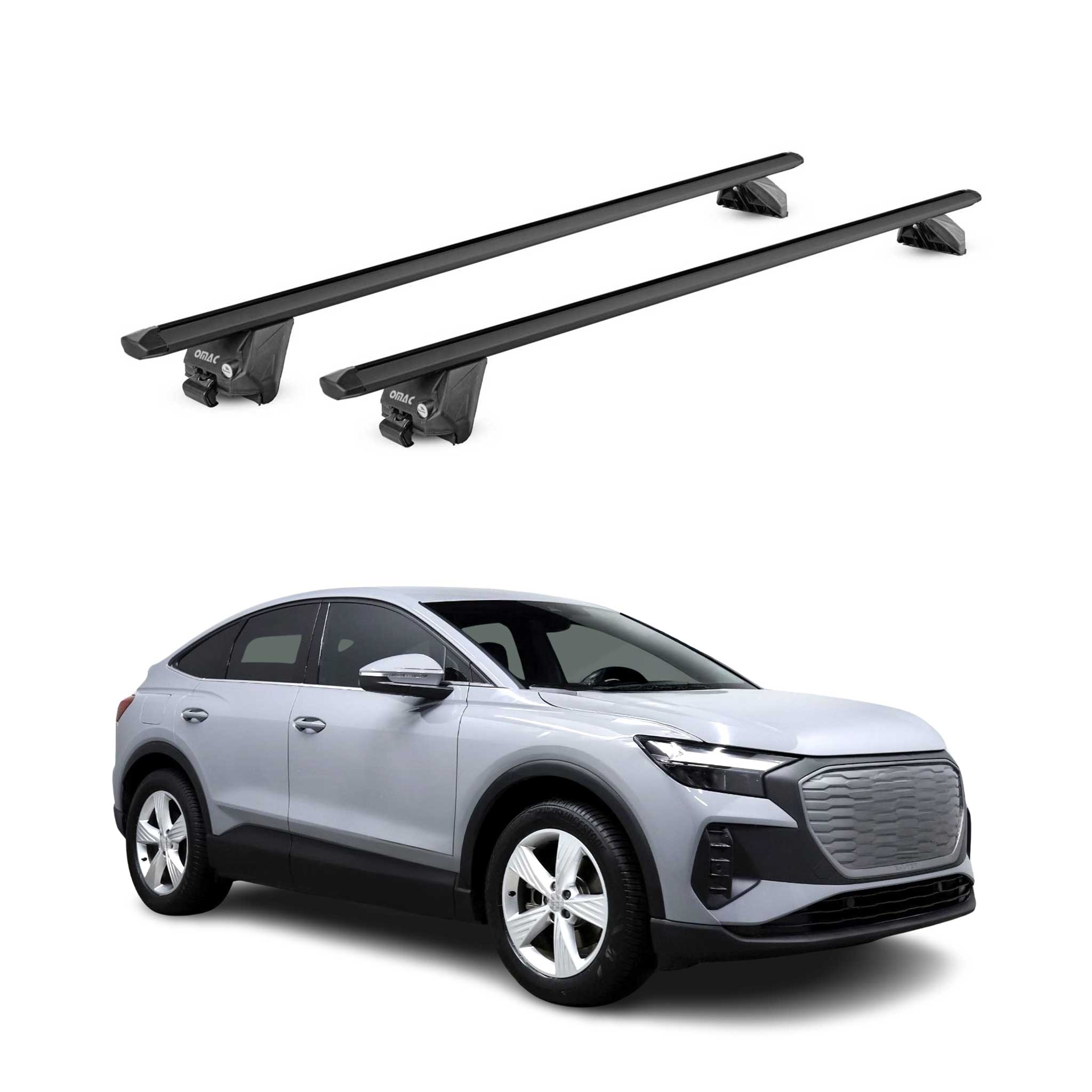Barres de toit transversales pour Audi Q4 2021-2026 Alu Noir 2 pièces ABE