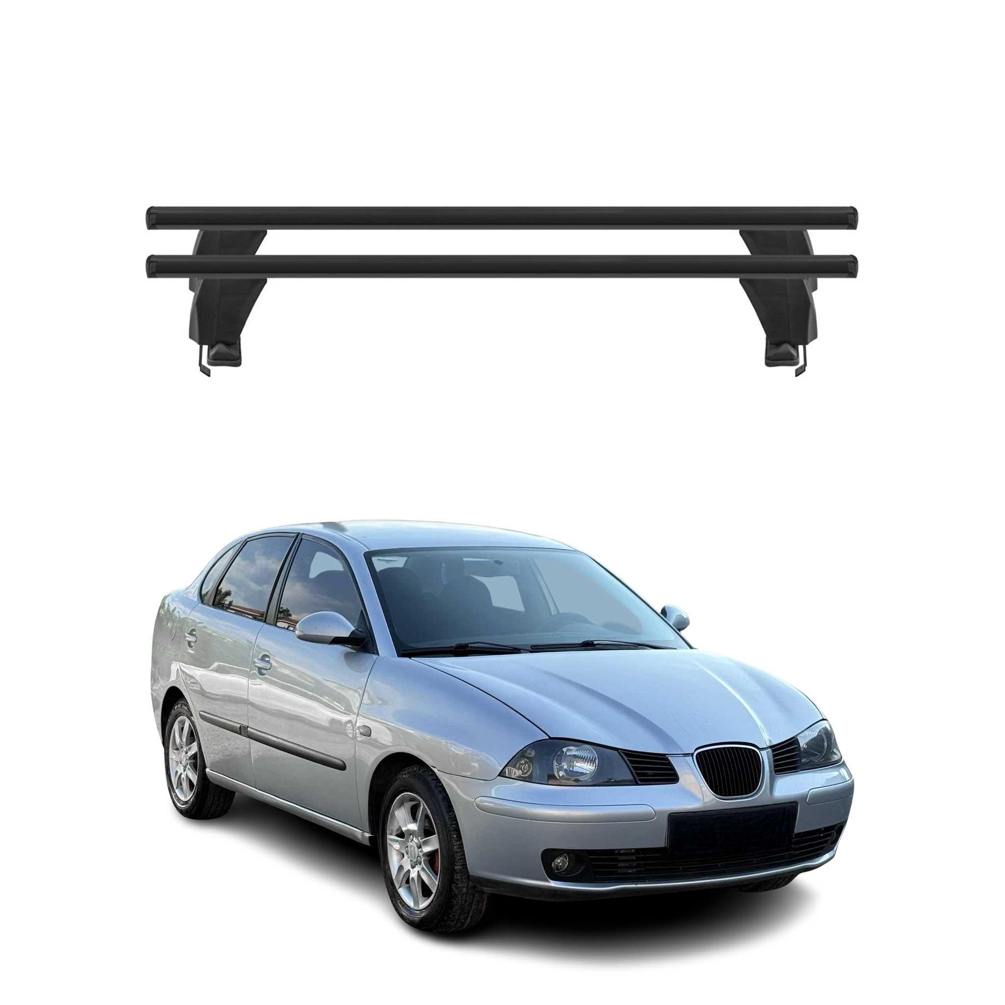Menabo Barres de toit Transversales pour Seat Cordoba II 2002-2009 Alu Noir ABE
