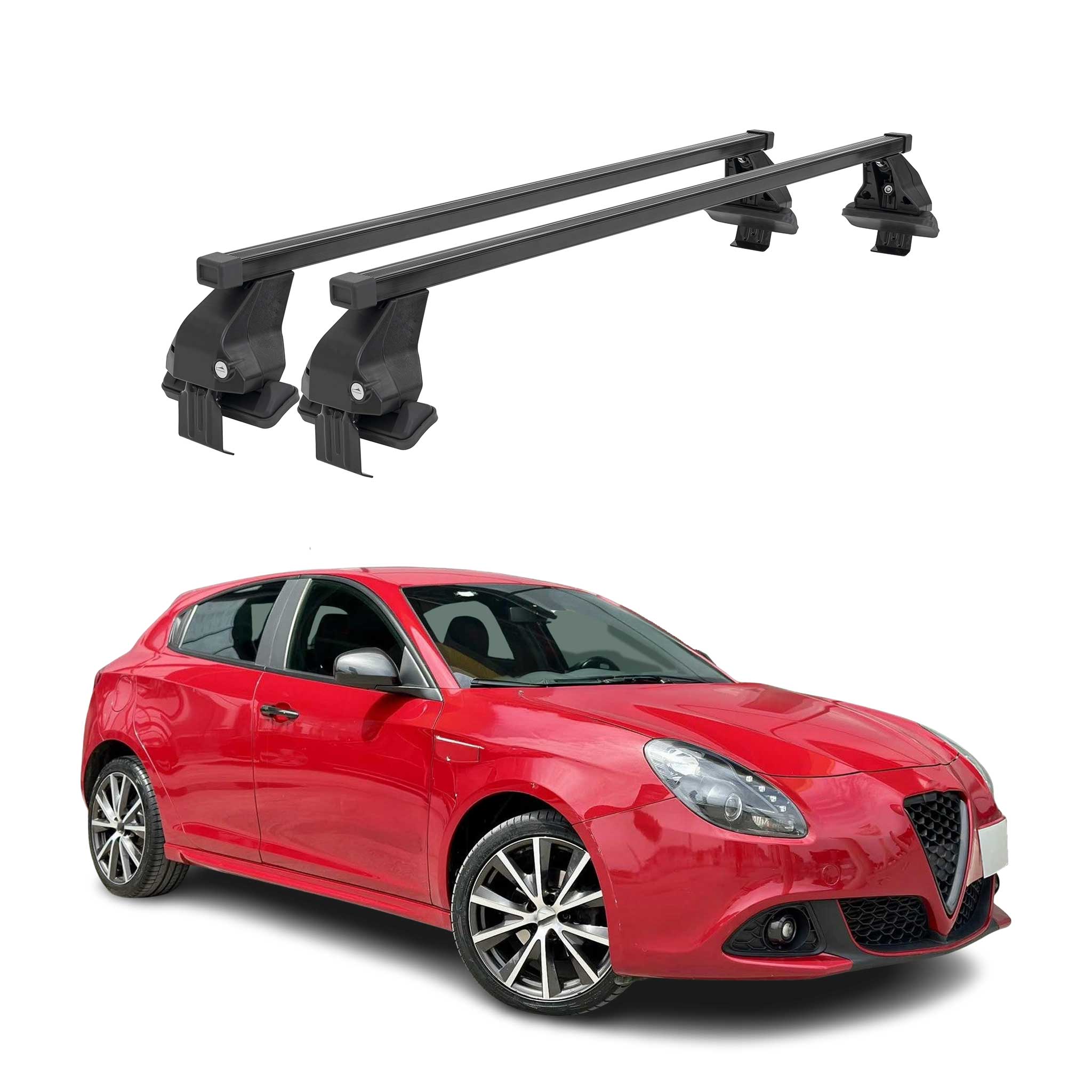 Barres de toit transversales Menabo pour Alfa Romeo Giulietta 2010-2020 Noir