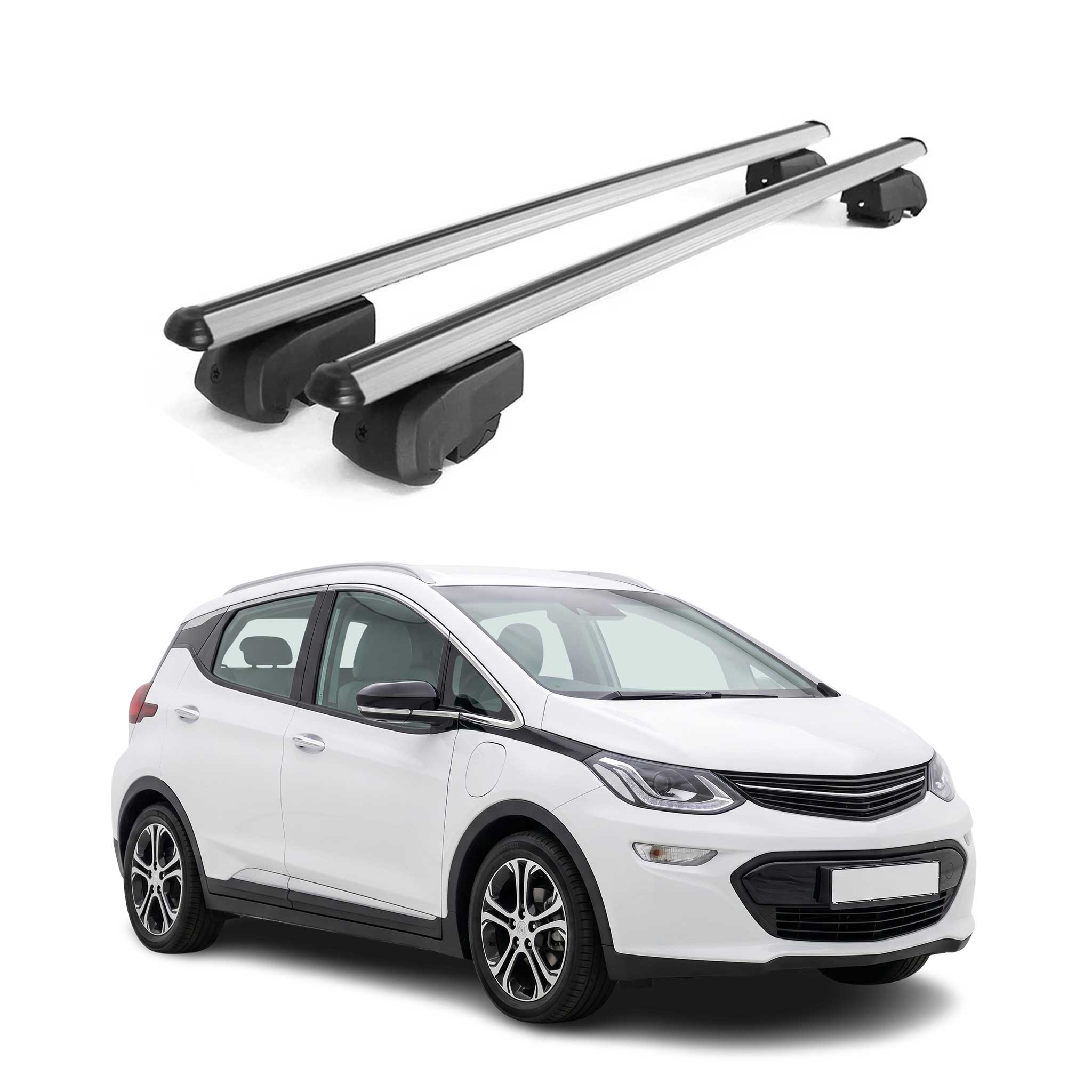 Barres de toit Transversales pour Opel Ampera-e 2017-2020 Aluminium Gris 2Pcs