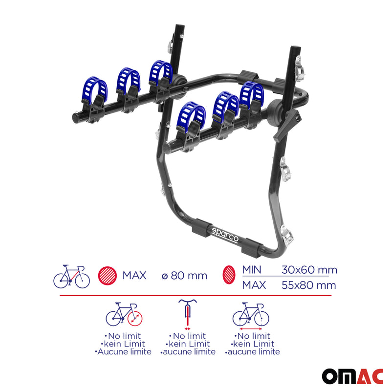 SPARCO porte-vélos support de coffre porte-vélos hayon de voiture pour 3 vélos