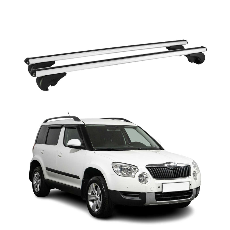 Barres de toit Transversales pour Skoda Yeti 2009-2017 Aluminium Argent