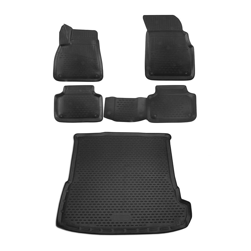 Kit Tapis de sol et coffre pour Audi Q7 4M 2015-2024 en Caoutchouc TPE Noir