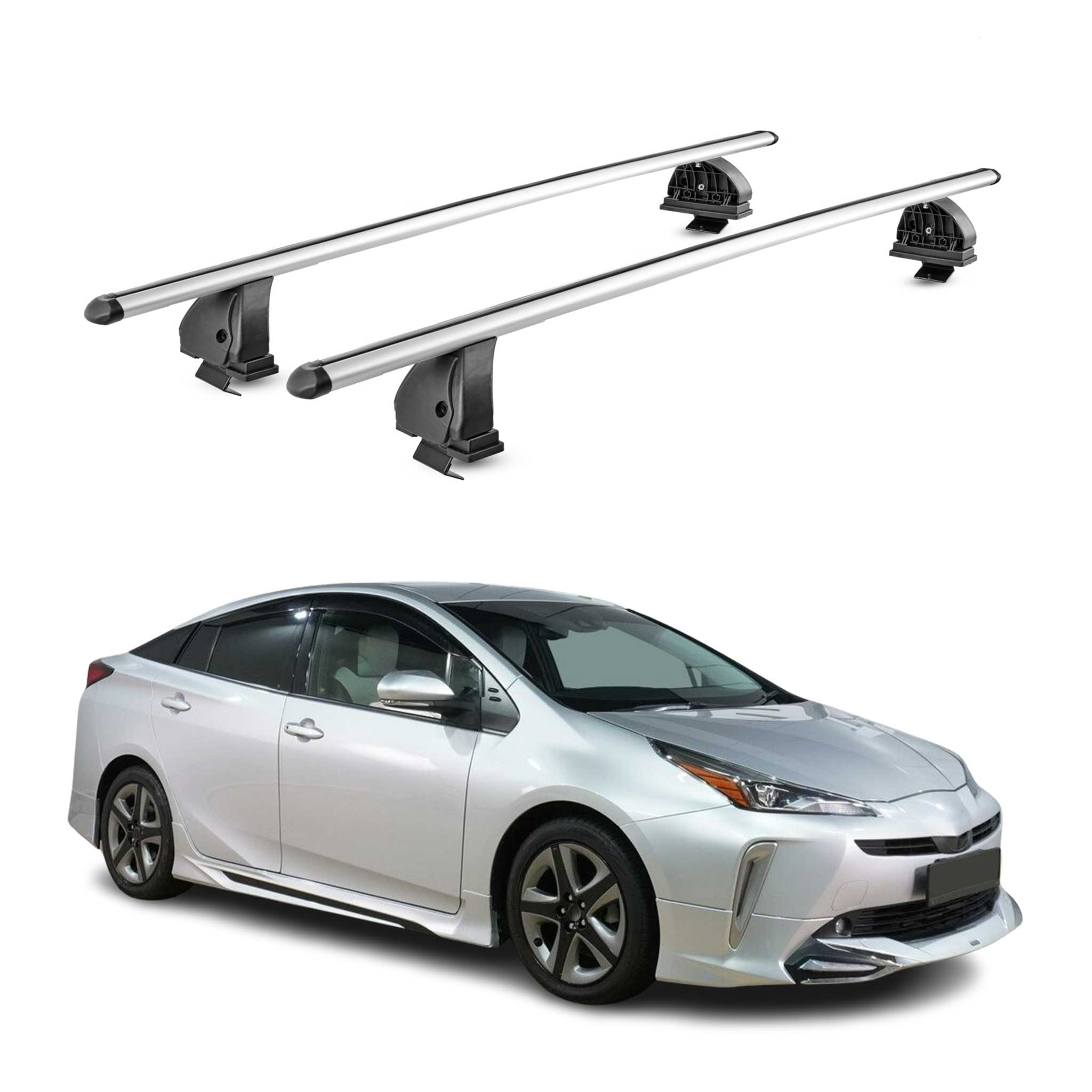 Barres de toit transversales Alu pour Toyota Prius IV XW50 2015-2022 TÜV Gris 2x
