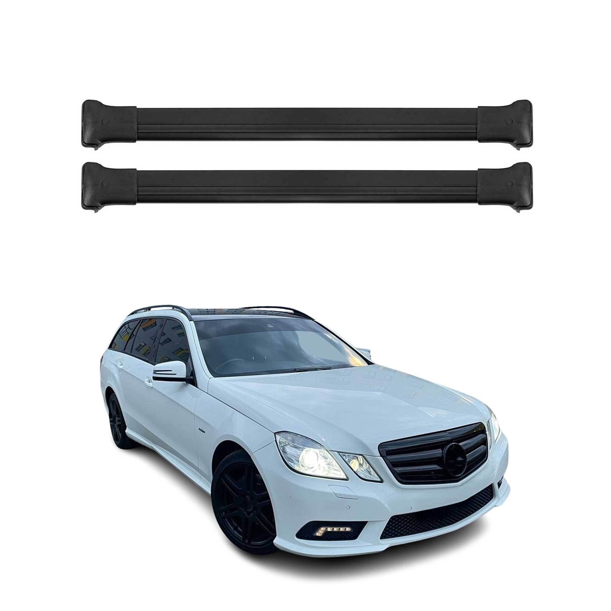 OMAC Barres de toit en aluminium pour Mercedes Classe E S212 Break 2010-16 Noir