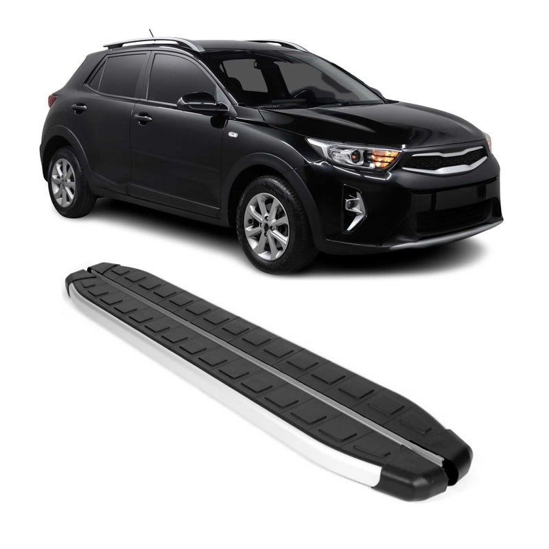 Marchepieds Latéraux pour Kia Stonic 2017-2021 Aluminium Noir Argent 2 Pcs