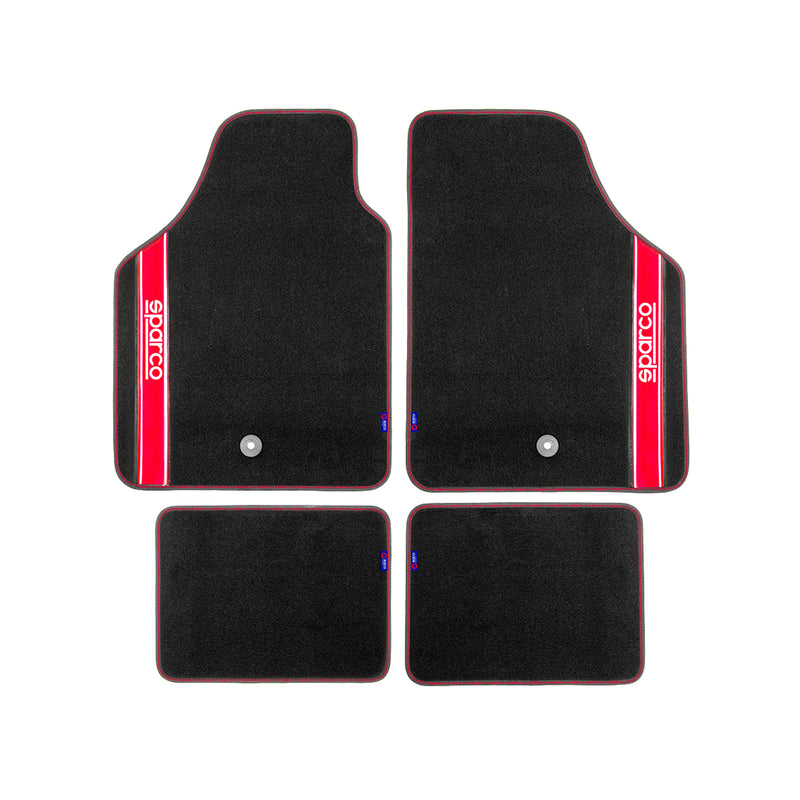 SPARCO tapis de sol tapis de voiture toutes saisons 4 pièces en noir et rouge