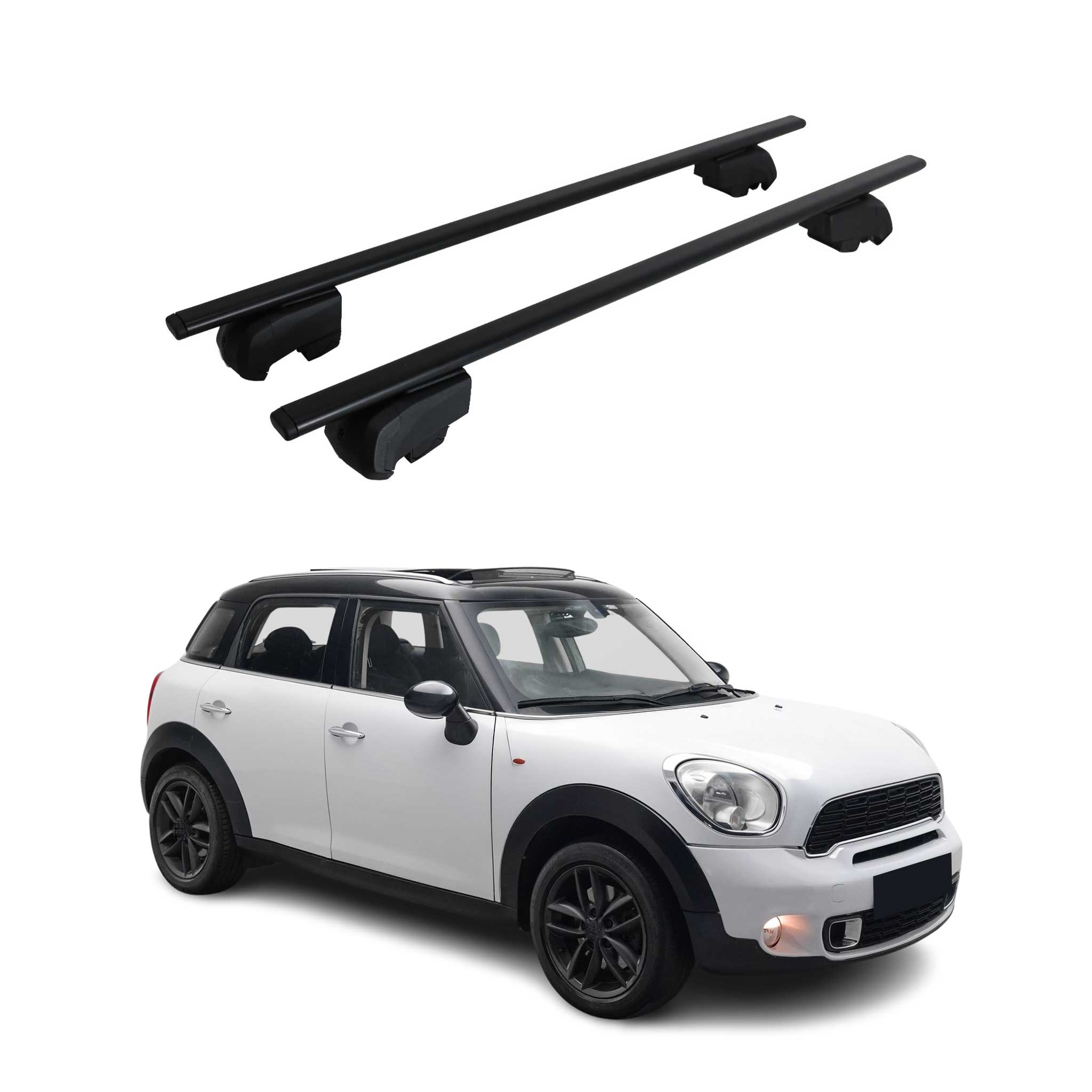Barres de toit Transversales pour Mini Countryman 2010-2016 Fer Noir ABE