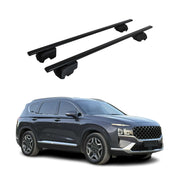 Barres de toit Transversales pour Hyundai Santa Fe 2019-2021 Fer Noir ABE