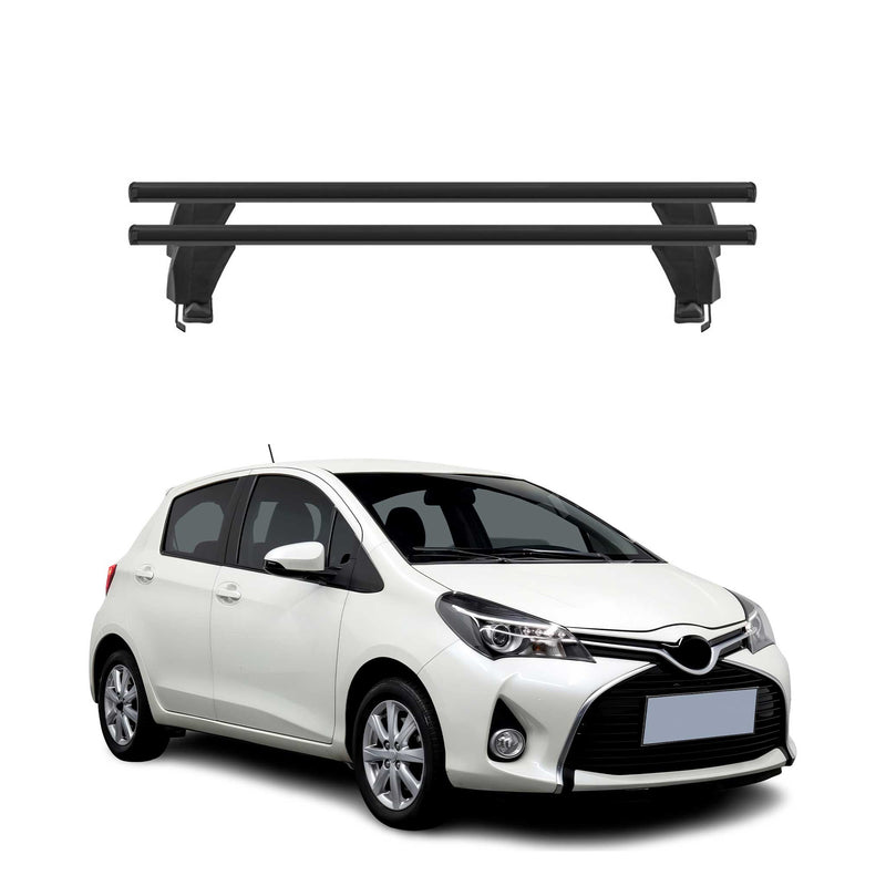 Menabo Barres de toit Transversales pour Toyota Yaris 2011-2020 Noir ABE 2x