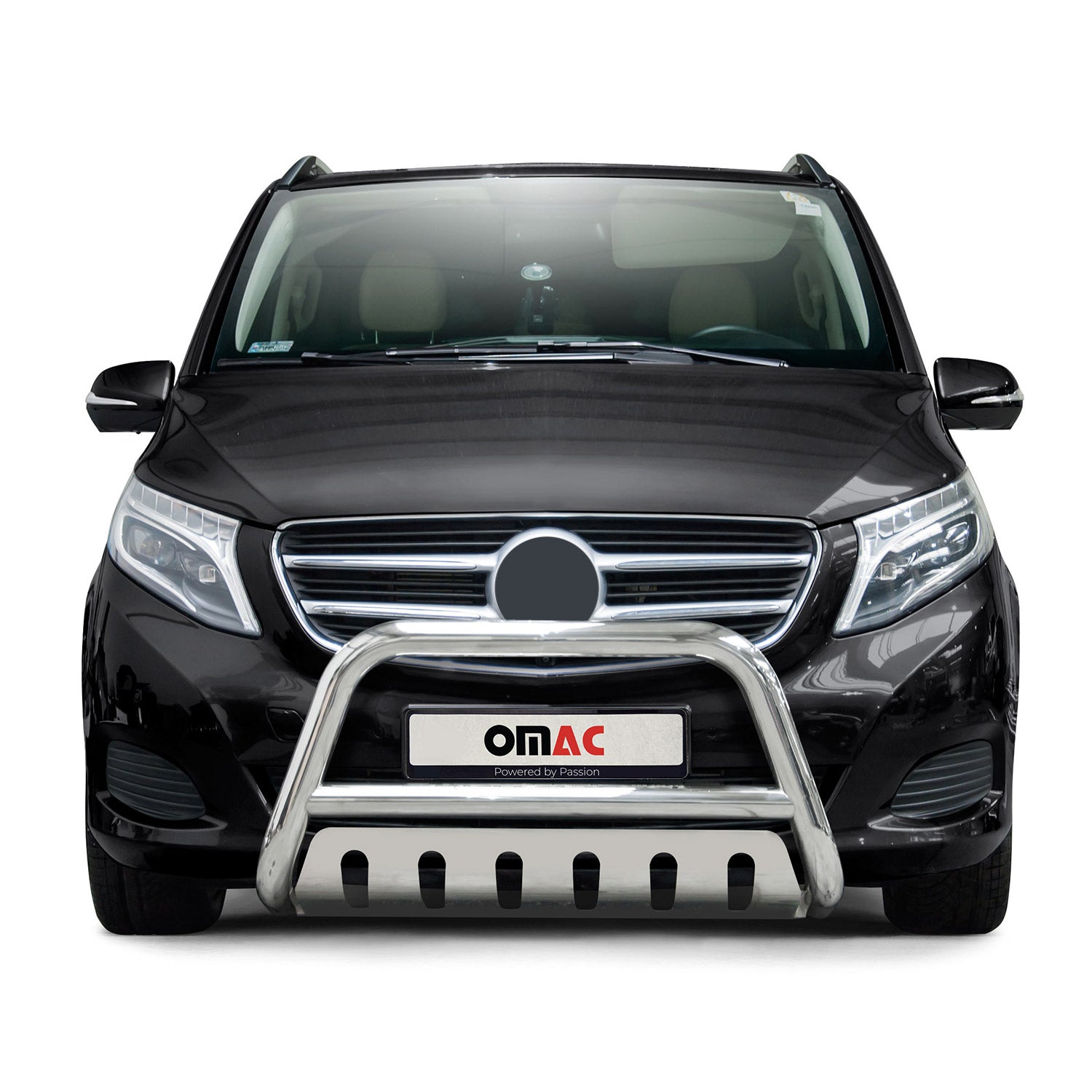 Pare-Buffle Avant Pour Mercedes Classe V 2014-2019 Argent Acier Inoxy