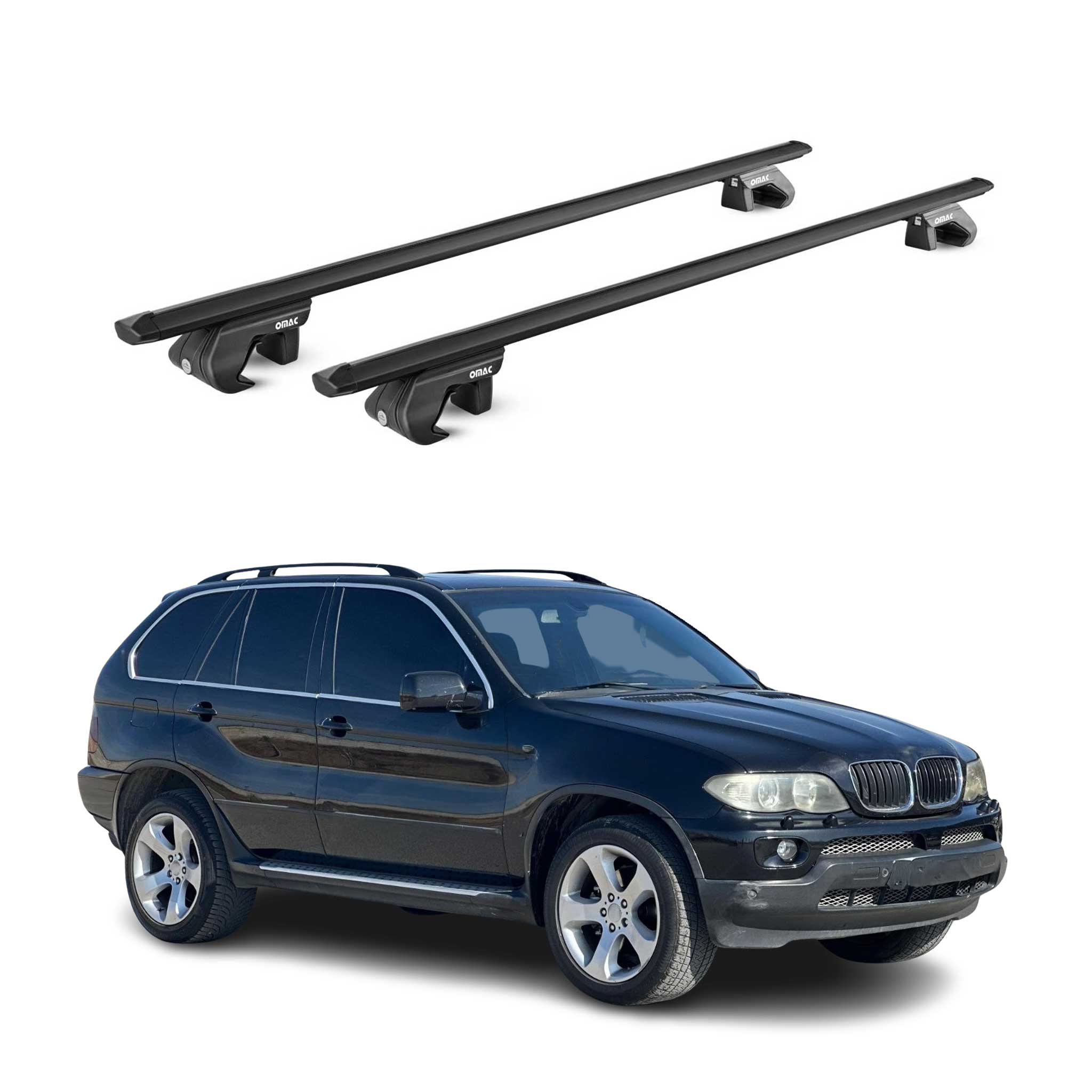 Barres de toit transversales ABE pour BMW X5 E53 E70 1999-2013 5 P Alu Noir 2x