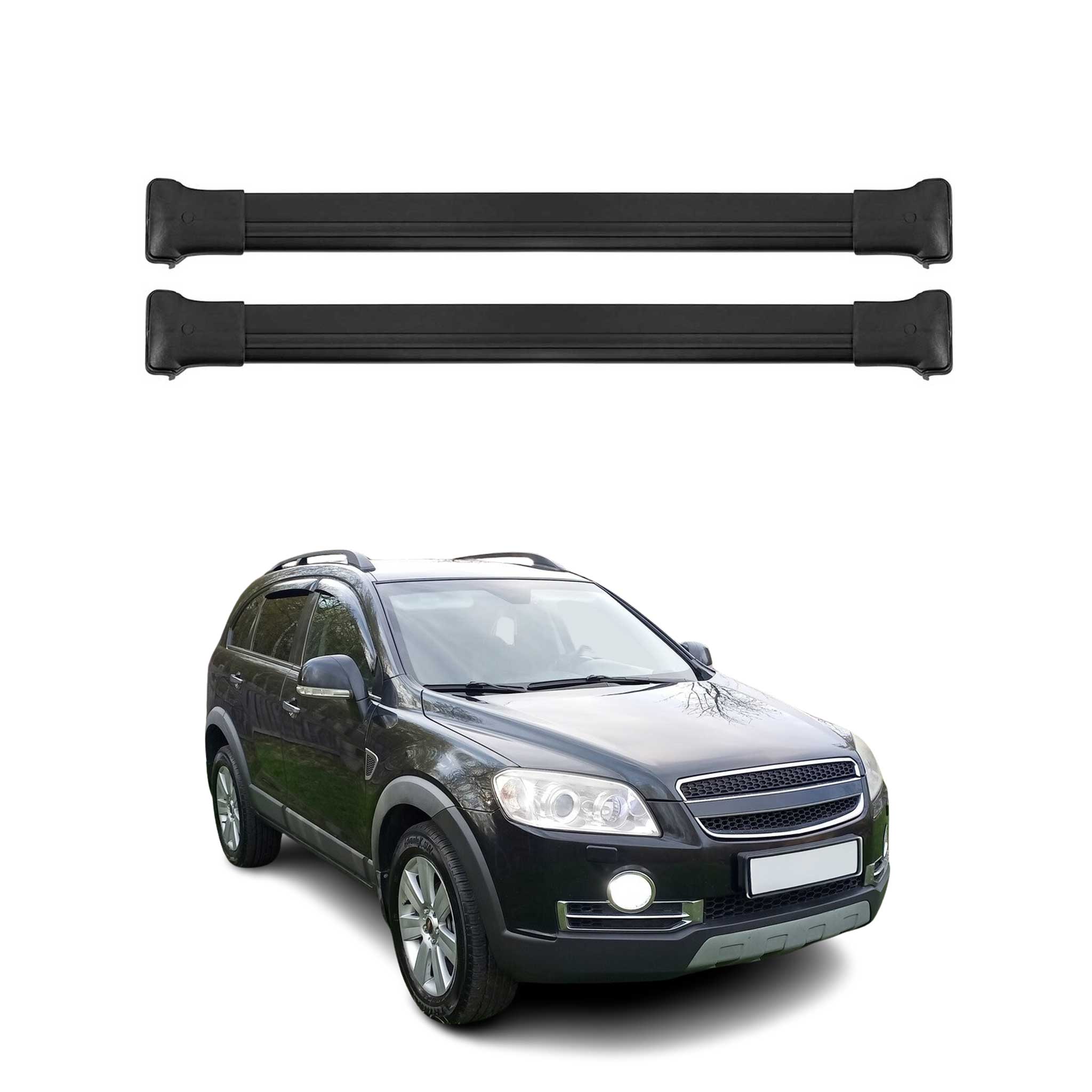 OMAC Barres de toit en aluminium pour Chevrolet Captiva 2006-2016 Noir 2Pcs TÜV