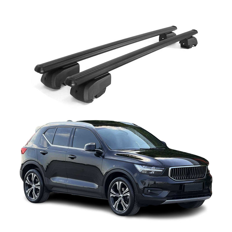 Barres de toit Transversales pour Volvo XC40 2017-2023 ABE Aluminium Noir 2x