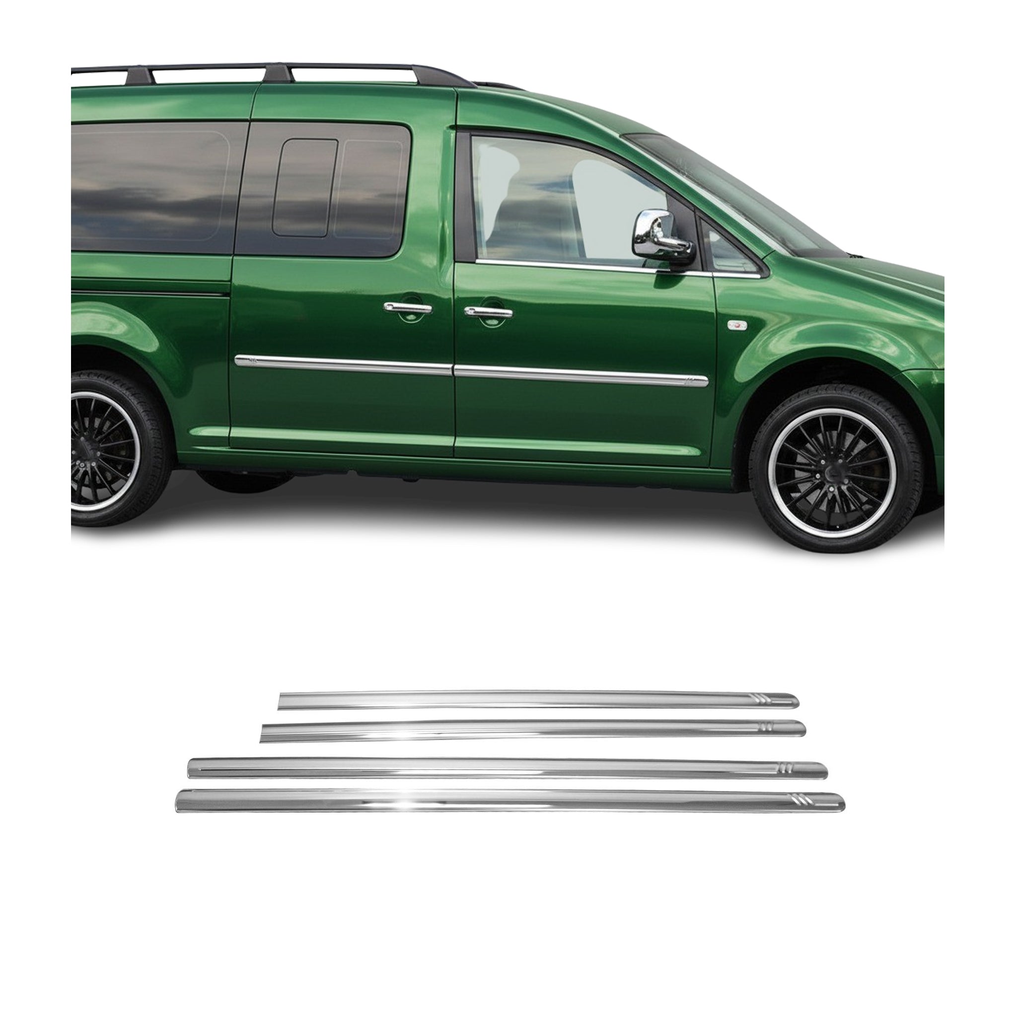 Garniture Baguette de porte latérale pour VW Caddy 2003-2015 en acier inox 4Pcs