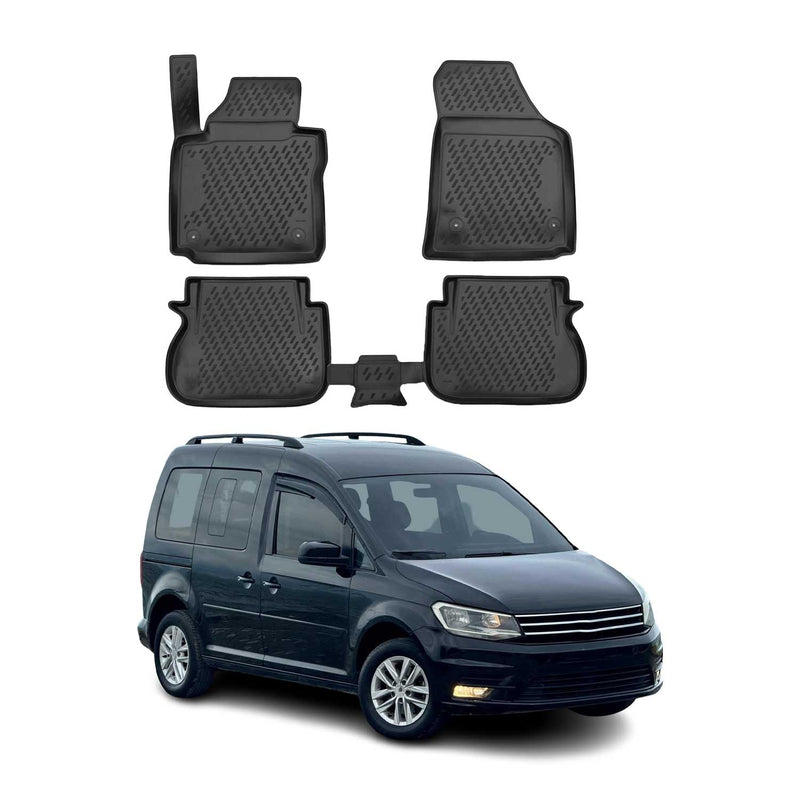 OMAC Tapis de sol pour Volkswagen Caddy 2015-2020 sur mesure en caoutchouc Noir