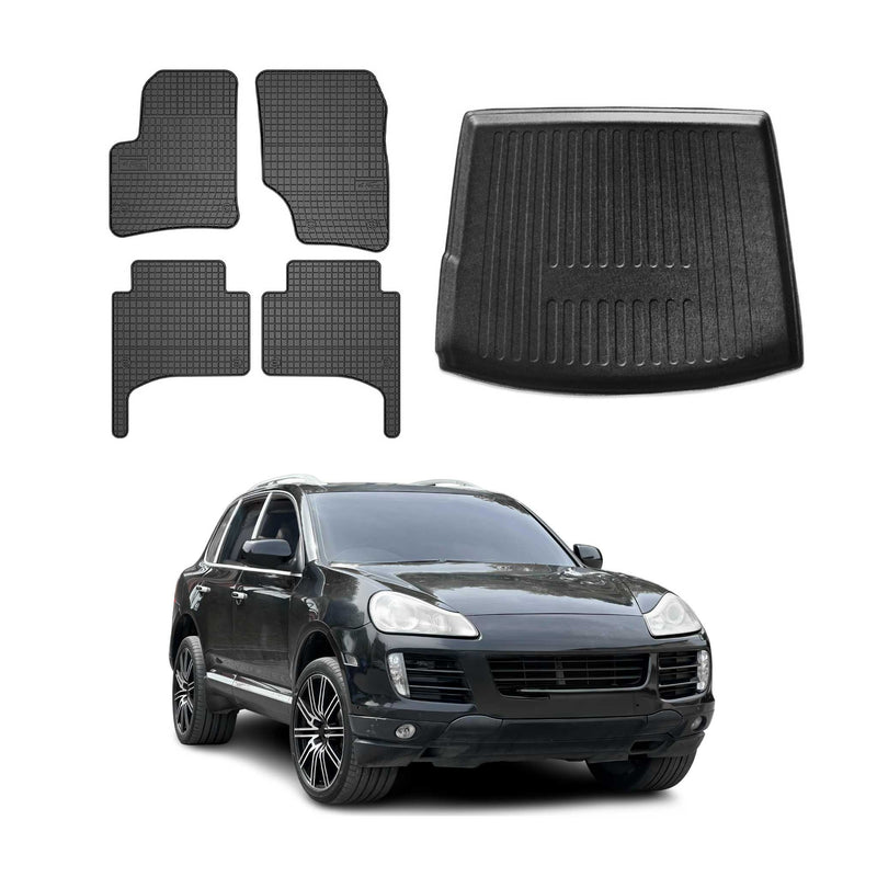 Kit Tapis de sol et coffre pour VW Touareg 2003-2009 TPE Noir