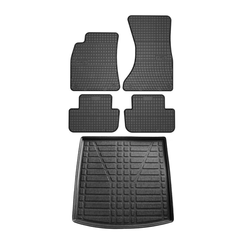 Kit Tapis de sol et coffre pour Audi A4 B8 Break 2007-2015 Noir TPE