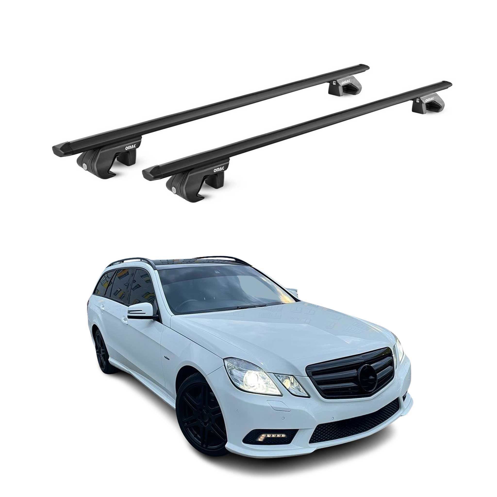 Barres de toit transversales ABE pour Mercedes Classe E SW S212 2009-2016 Noir