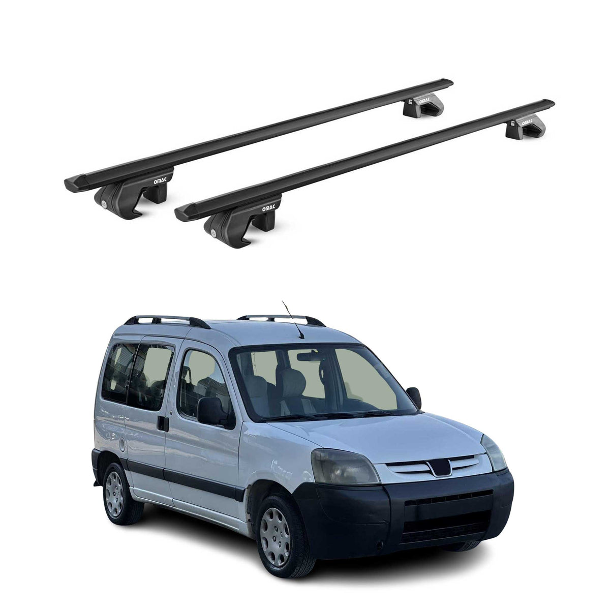 Barres de toit transversales pour Peugeot Partner I 2001-2007 Alu Noir 2x ABE