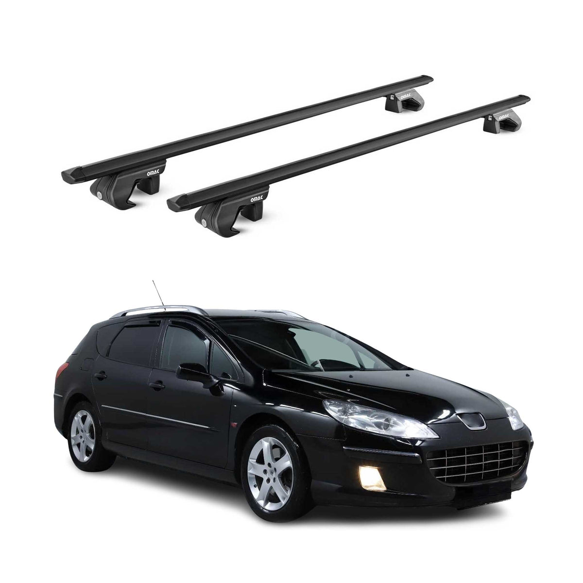 Barres de toit transversales ABE pour Peugeot 407 SW 2004-2012 5 P Alu Noir 2x