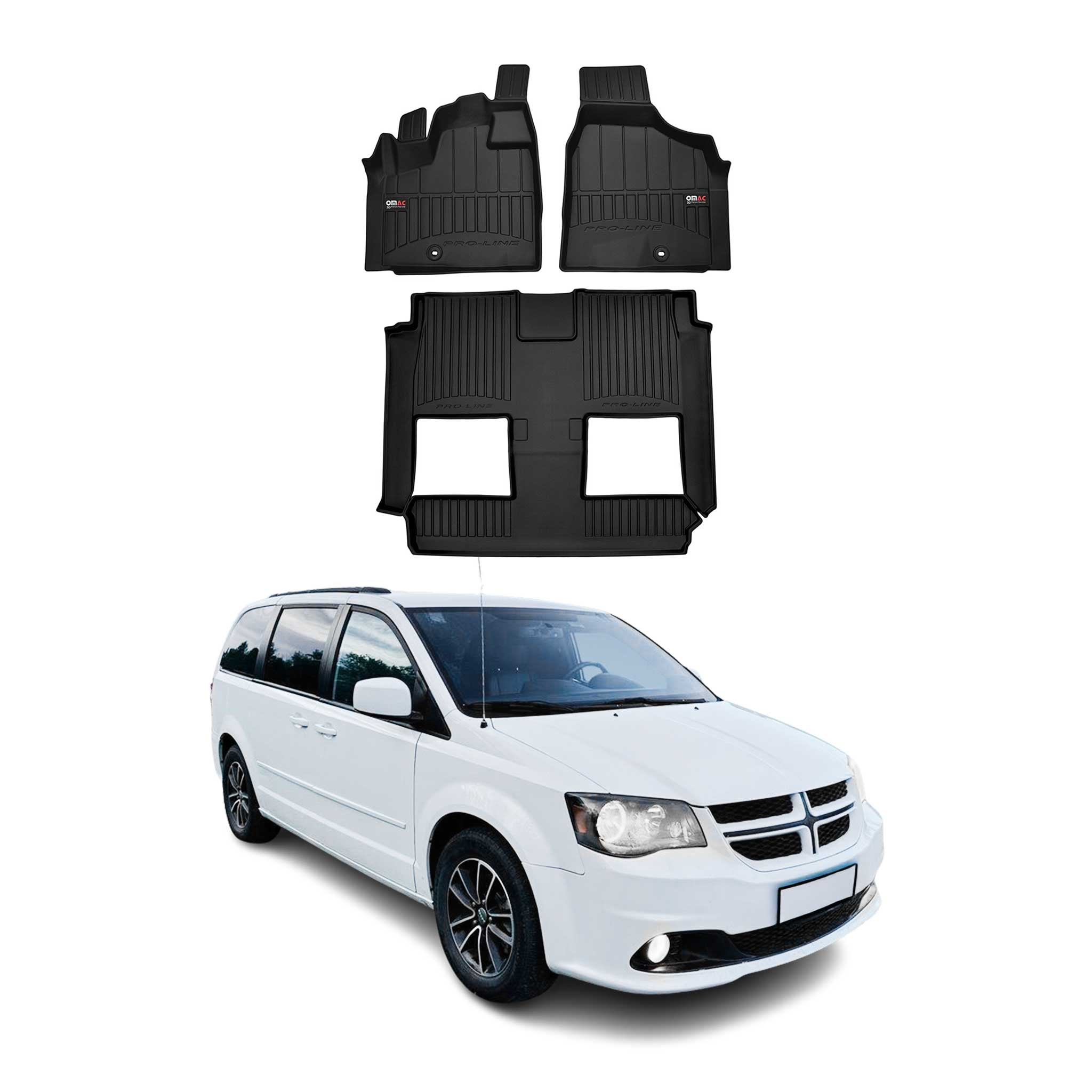 2008-2020 Dodge Grand Caravan/Voyager OMAC Tapis de sol en caoutchouc Noir