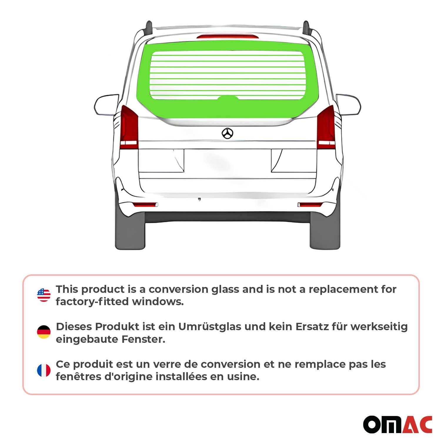 Vitre Arrière à Haute Résistance Thérmique pour Mercedes Vito W447 2014-2025