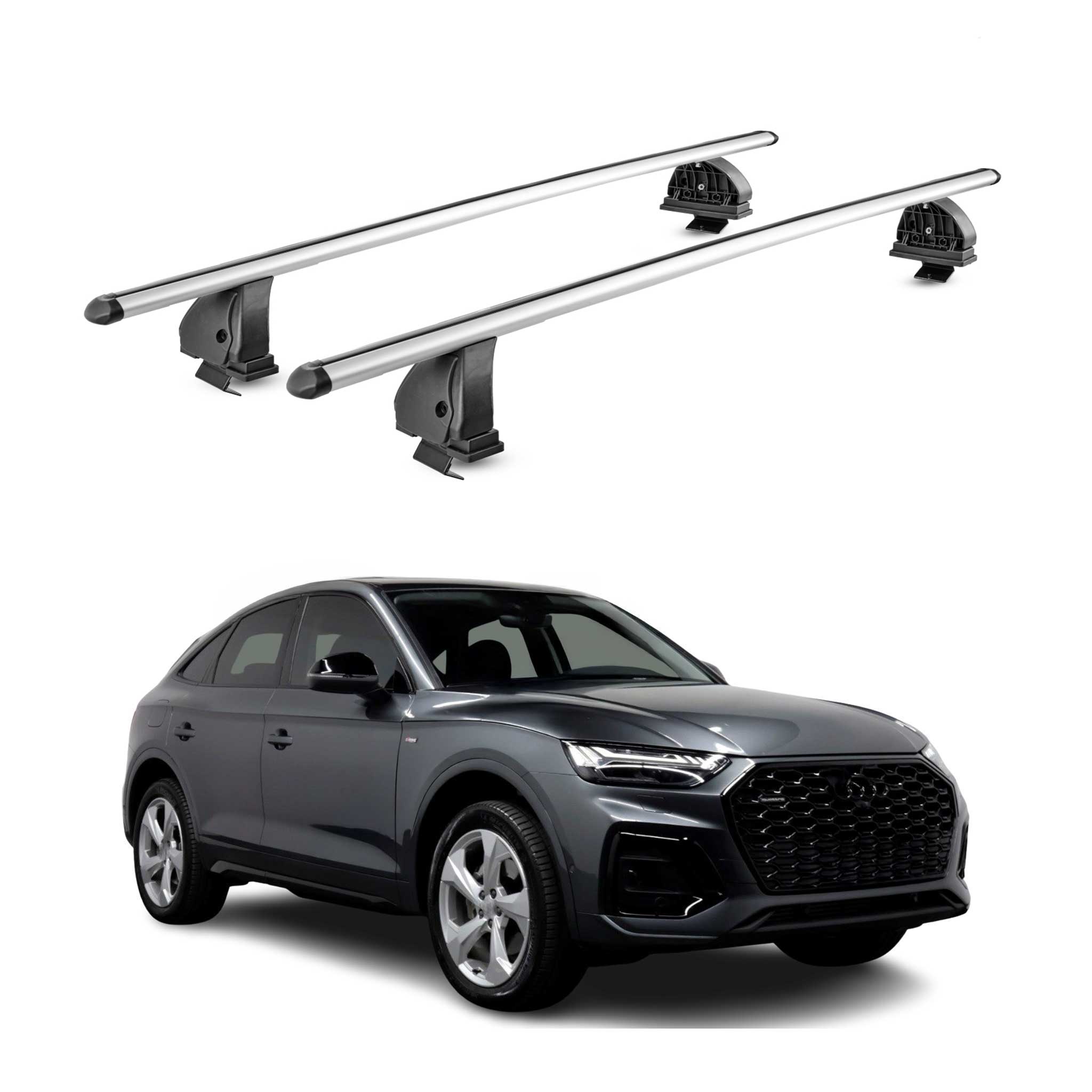Barres de toit transversales Alu pour Audi Q5 FYT Sportback 2021-2026 Gris 2Pcs