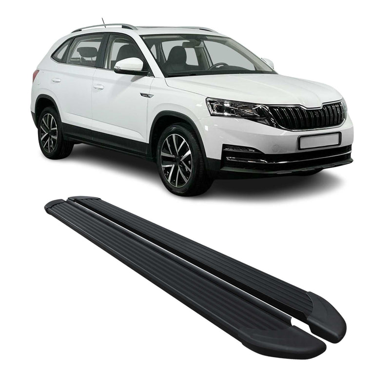 Marchepieds Latéraux Pédale pour Skoda Kamiq 2020-2025 Alu Noir 2 pièces