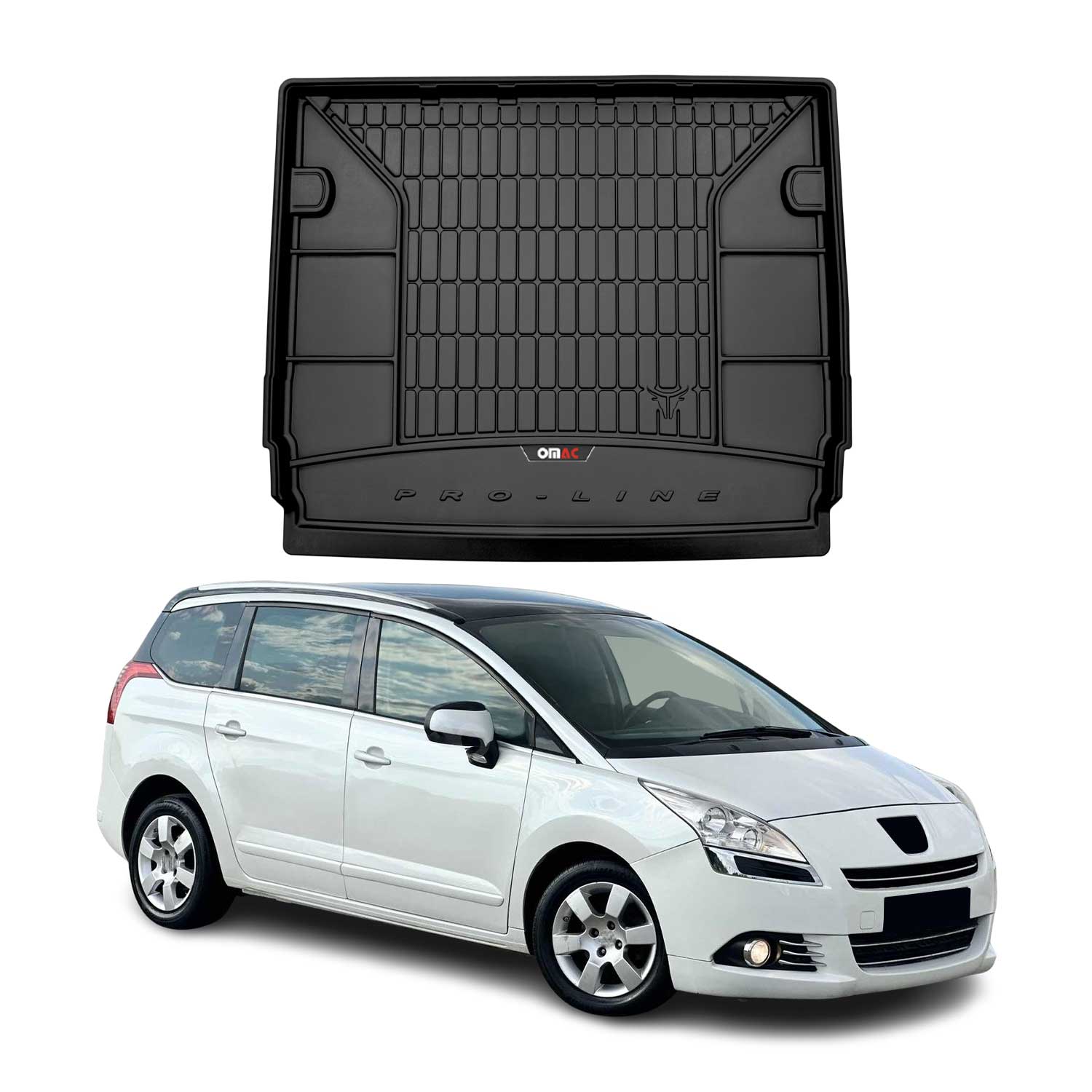 Tapis de Coffre pour Peugeot 5008 2009-2017 TPE Noir