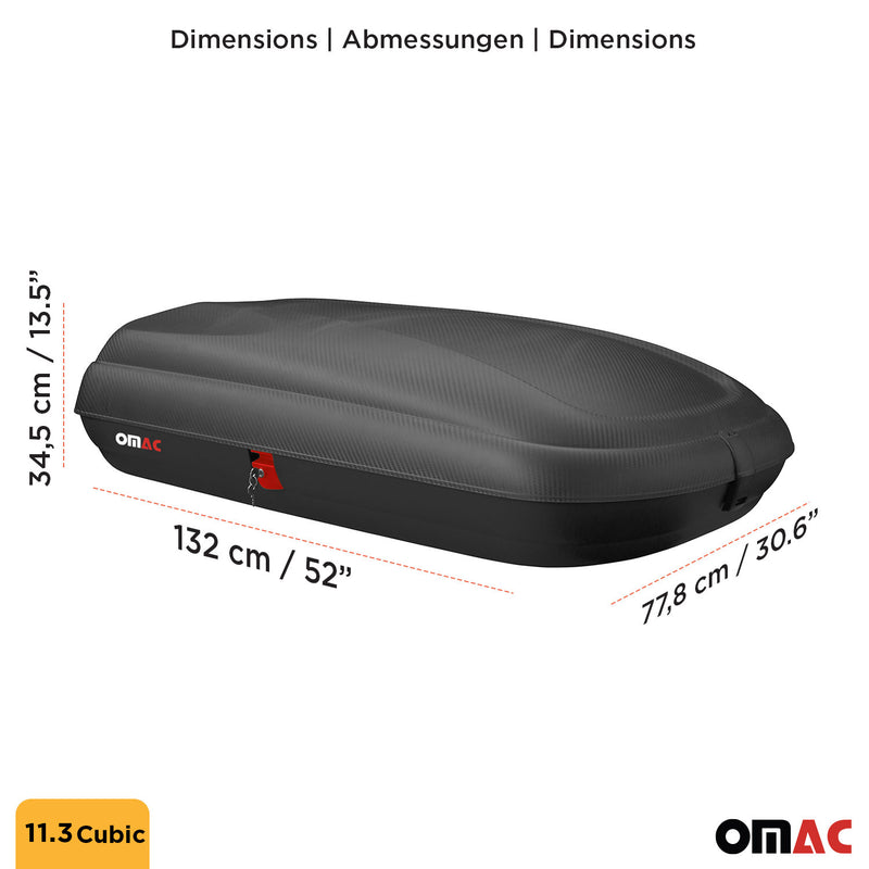 OMAC Coffre de toit 320 litres en fibre de carbone texturée homologué