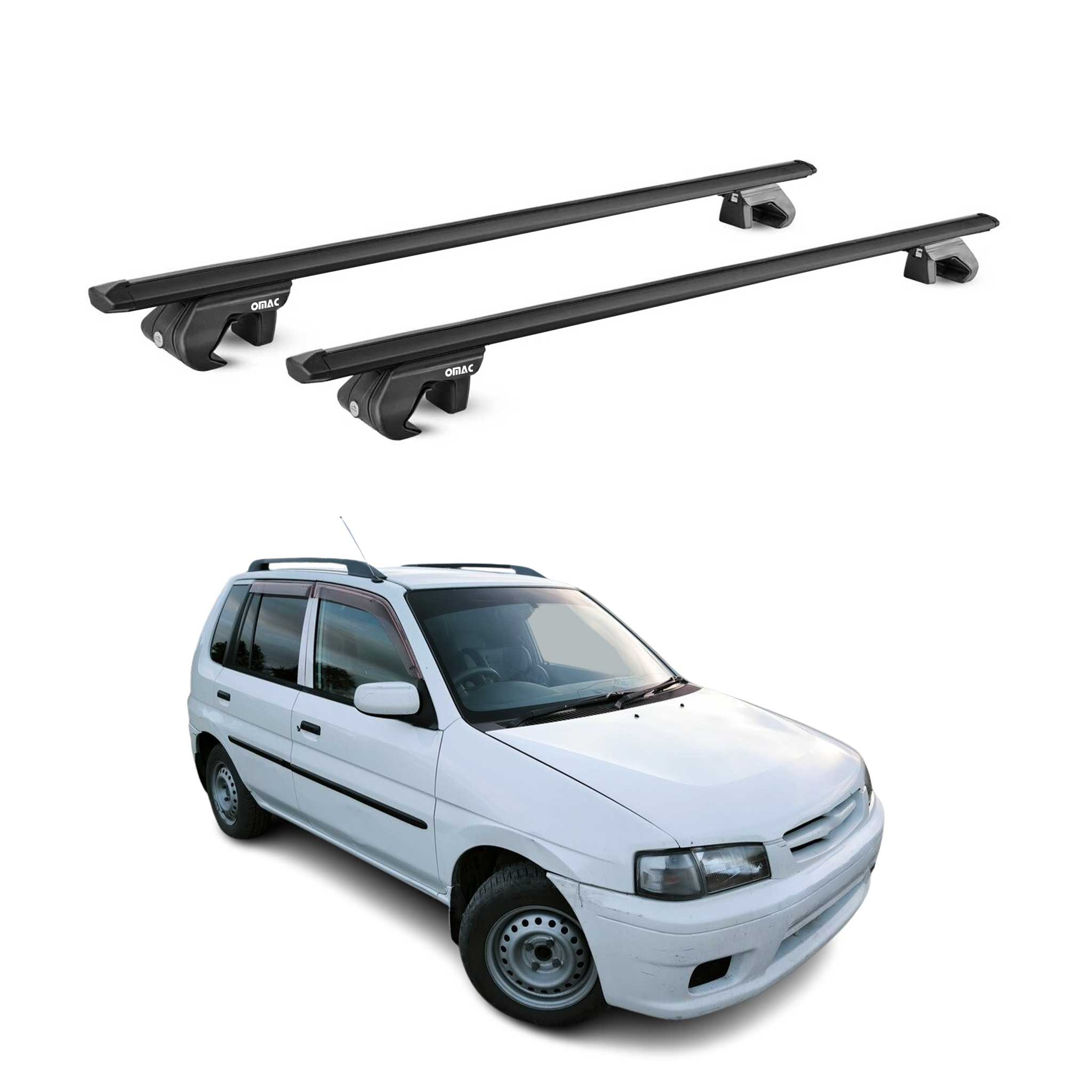 Barres de toit transversales pour Mazda Demio DW 1998-2002 Aluminium Noir ABE