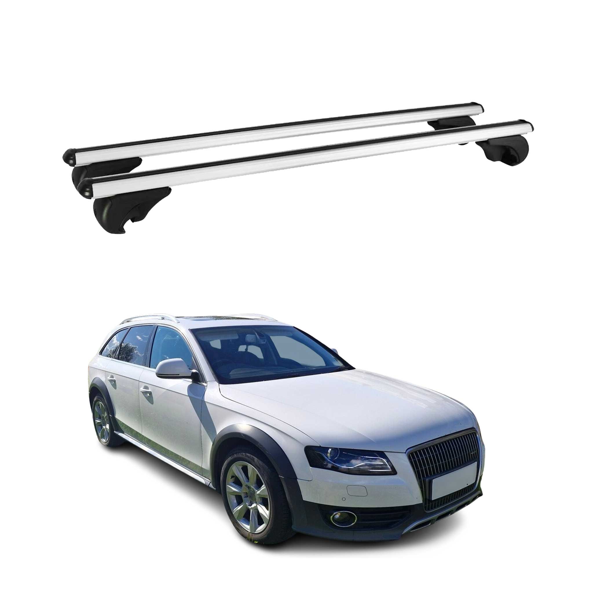 Barres de toit transversales pour Audi A4 B8 Avant 2008-2012 Alu Gris 2x