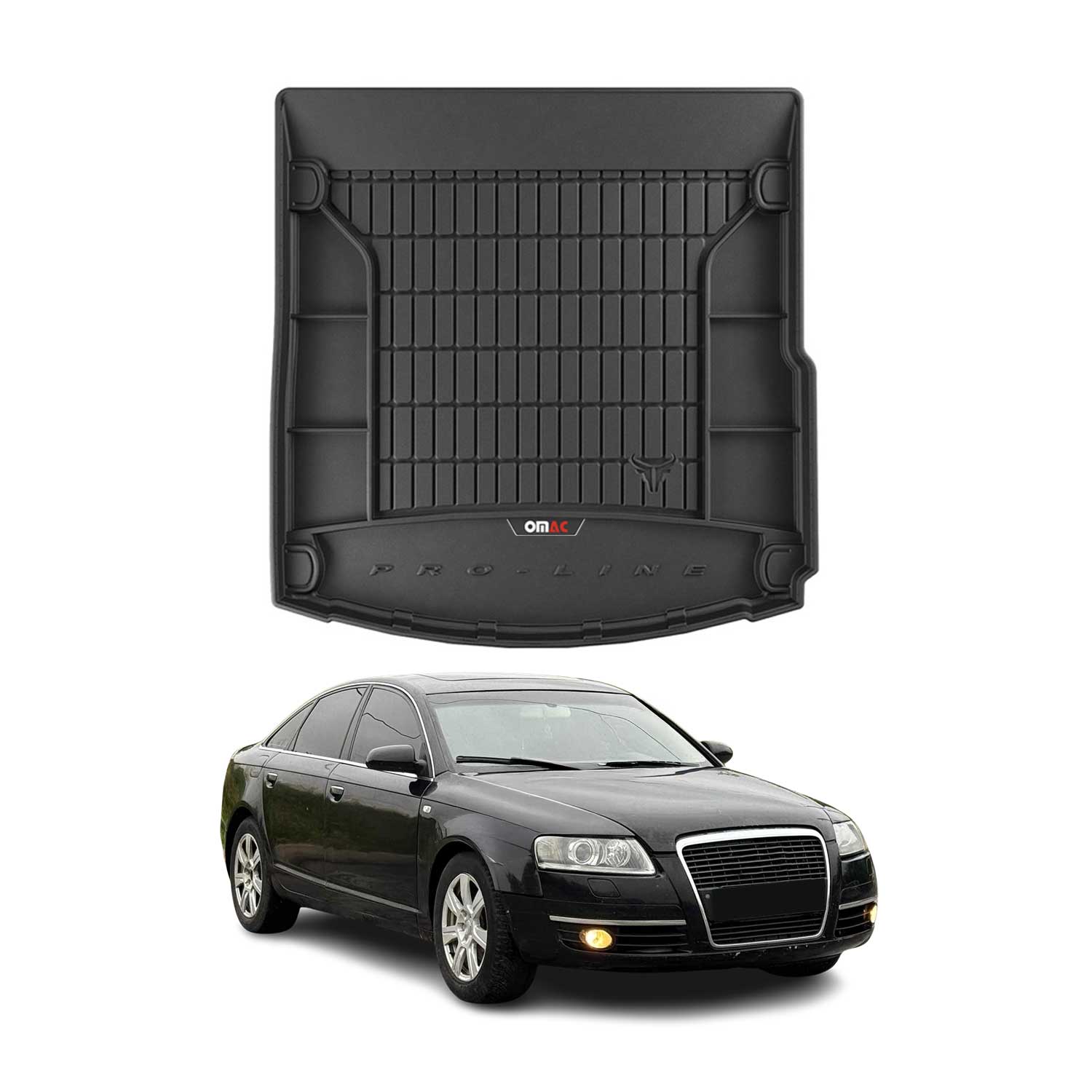 OMAC Tapis de coffre caoutchouc pour Audi A6 Berline C6 2004-2011 Noir Premium