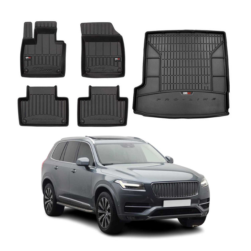 Kit Tapis de Sol et Coffre pour Volvo XC90 2015-2019 TPE Noir