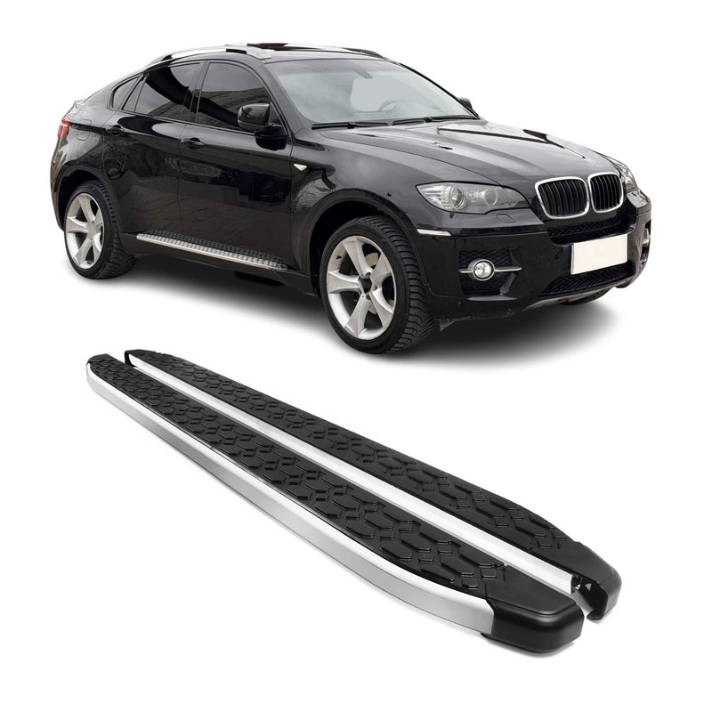 Marchepieds latéraux pédale pour BMW X5 E70 2006-2013 Gris Noir Aluminium 2Pcs