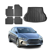 Kit Tapis de sol et coffre pour Hyundai Elantra 2010-2015 TPE Noir
