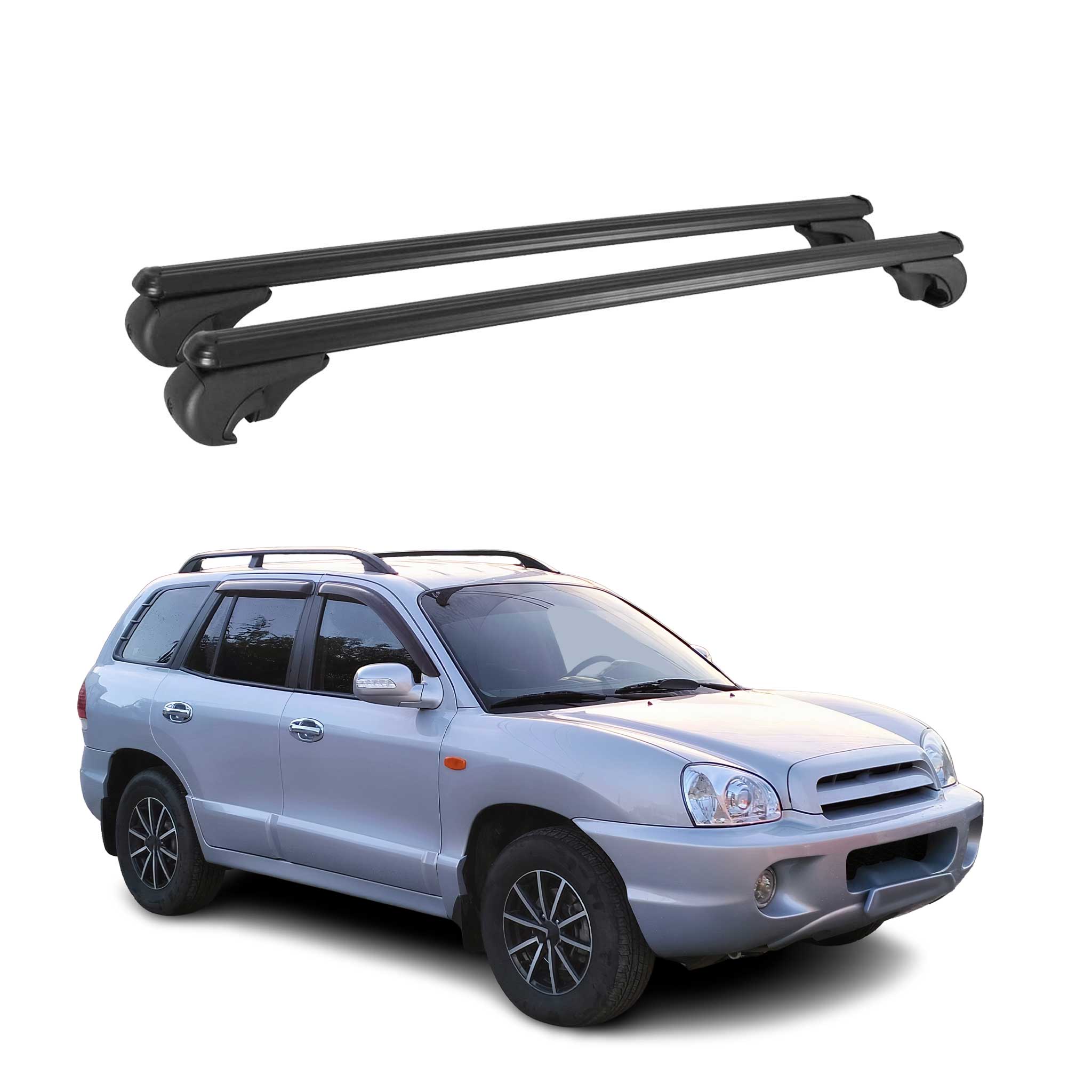 Barres de toit Transversales pour Hyundai Santa Fe 2001-2012 Aluminium Noir