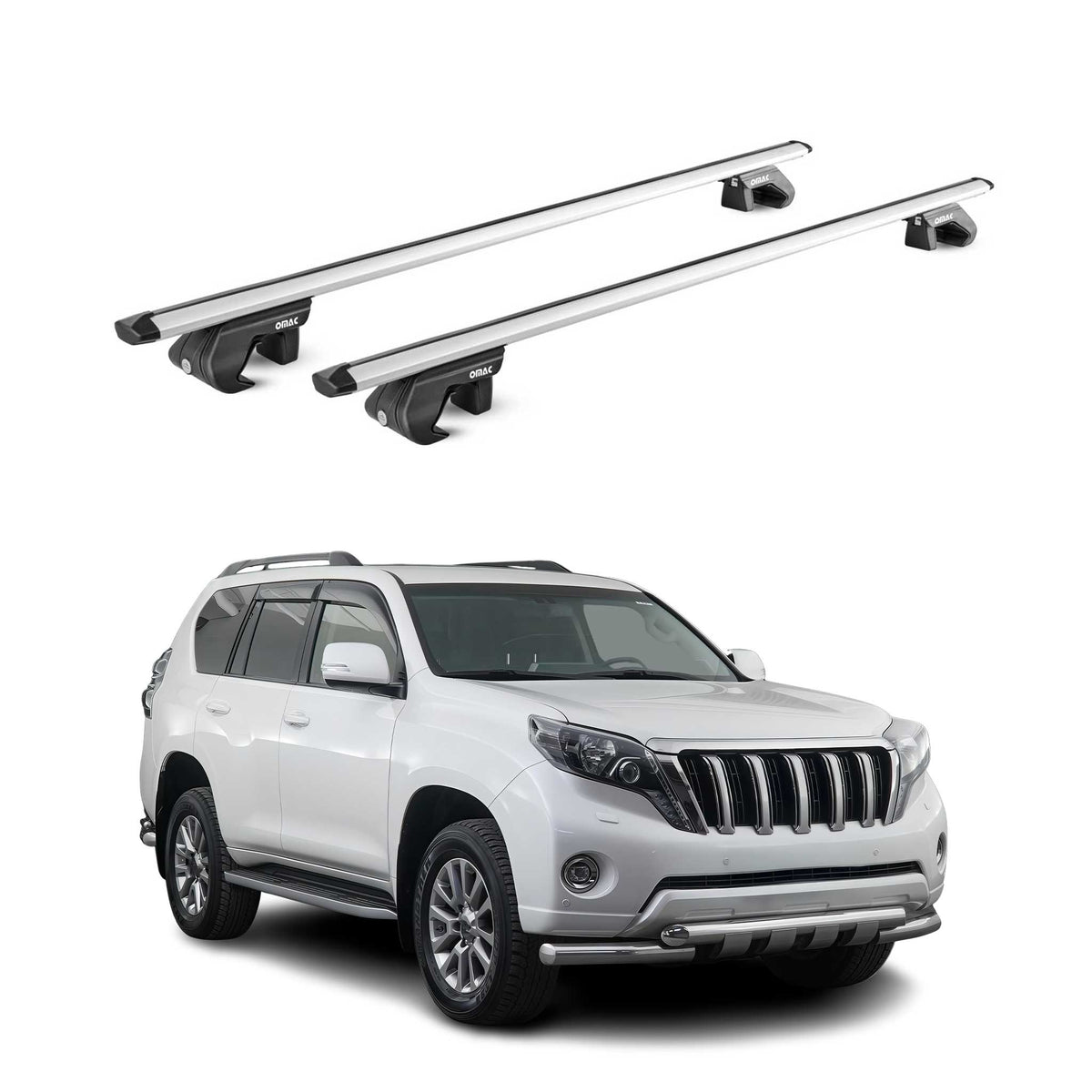 Barres de toit ABE pour Toyota Land Cruiser 150 2009-2021 5 P Alu Gris 2x
